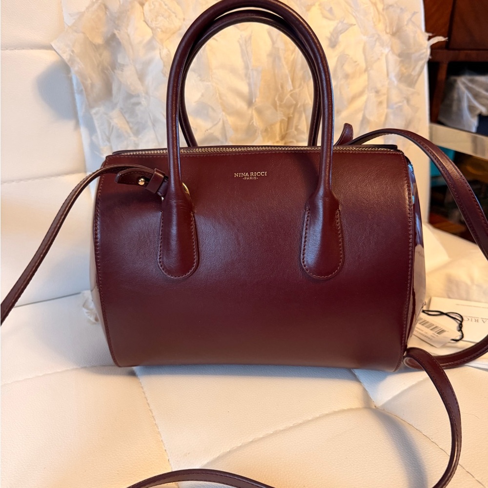 Nina Ricci Wine Red Leather Satchel